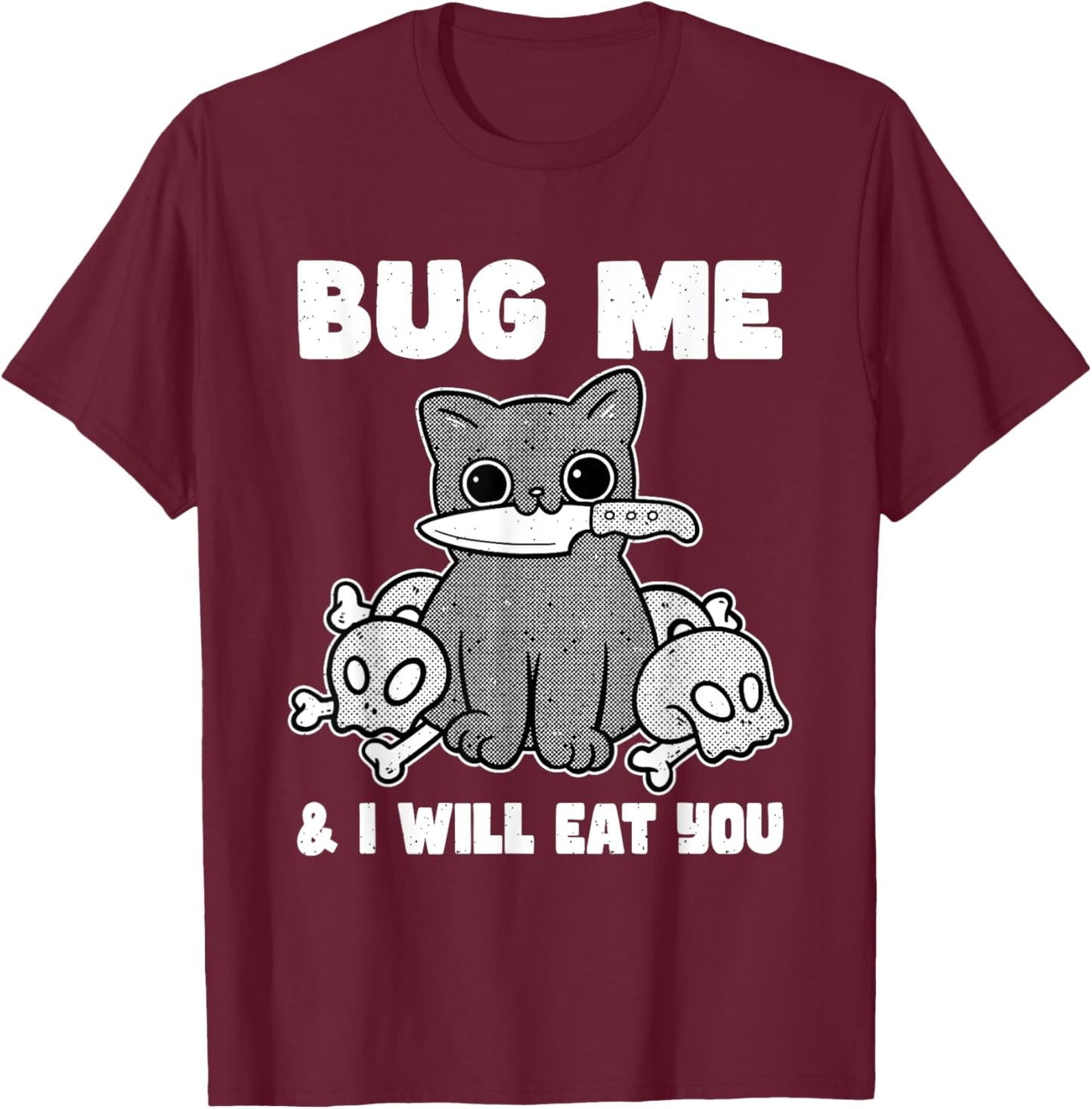 Funny Knife Cat Lover Sarcastic Pet Kitty Cat Men Women T-Shirt - T-Shirt | Maroon