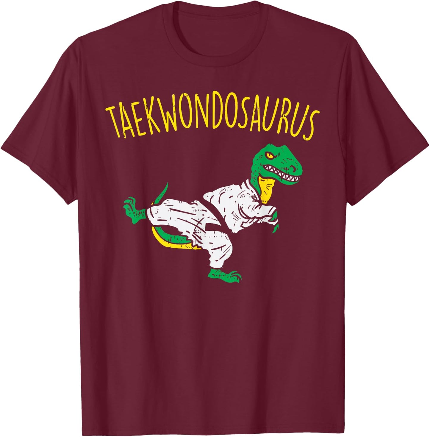 Taekwondosaurus Funny Trex Martial Arts Dinosaur Lover Gift T-Shirt - T-Shirt | Maroon
