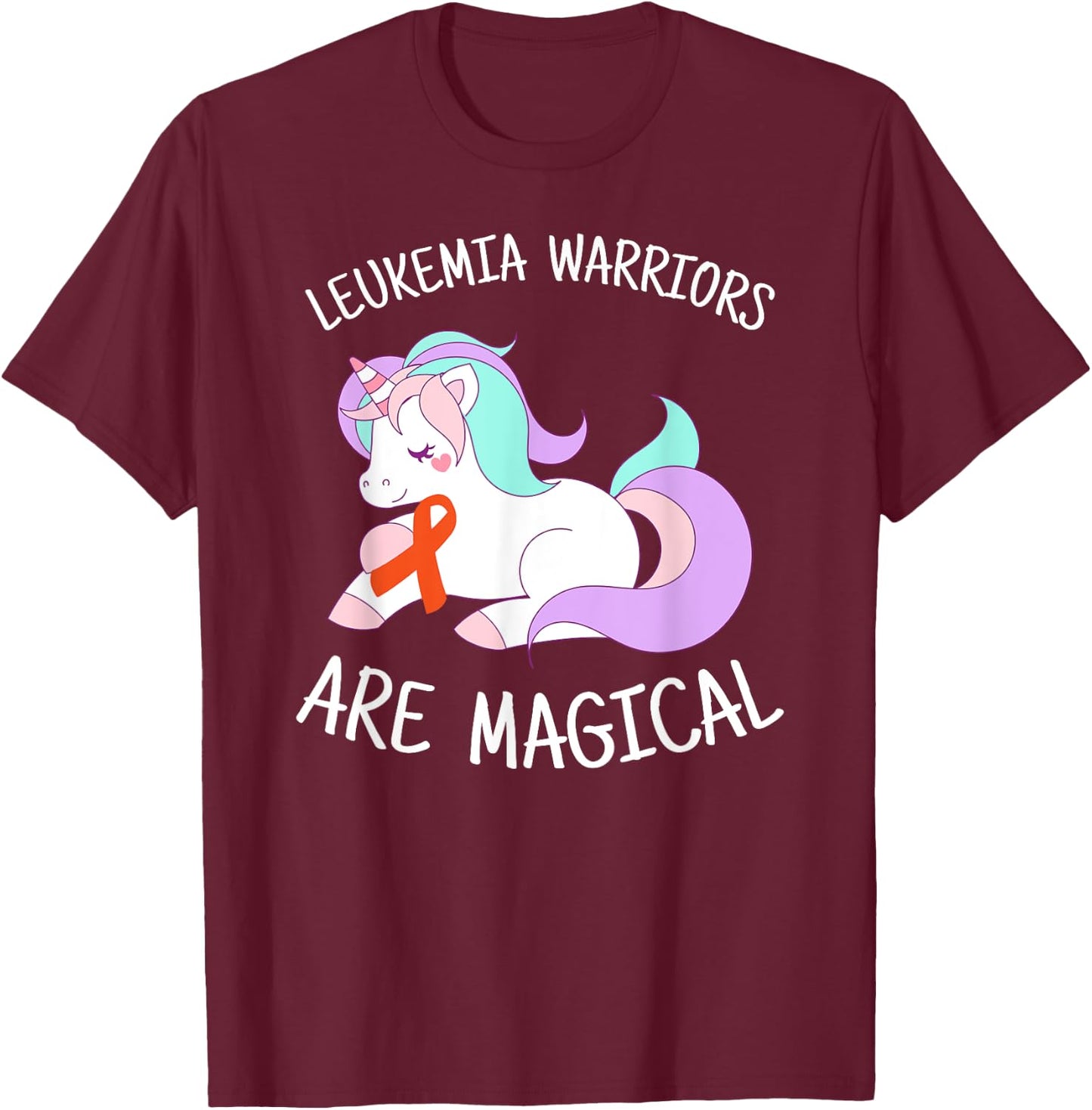 Unicorn Leukemia Awareness Gift, Leukemia Warrior T-Shirt - T-Shirt | Maroon