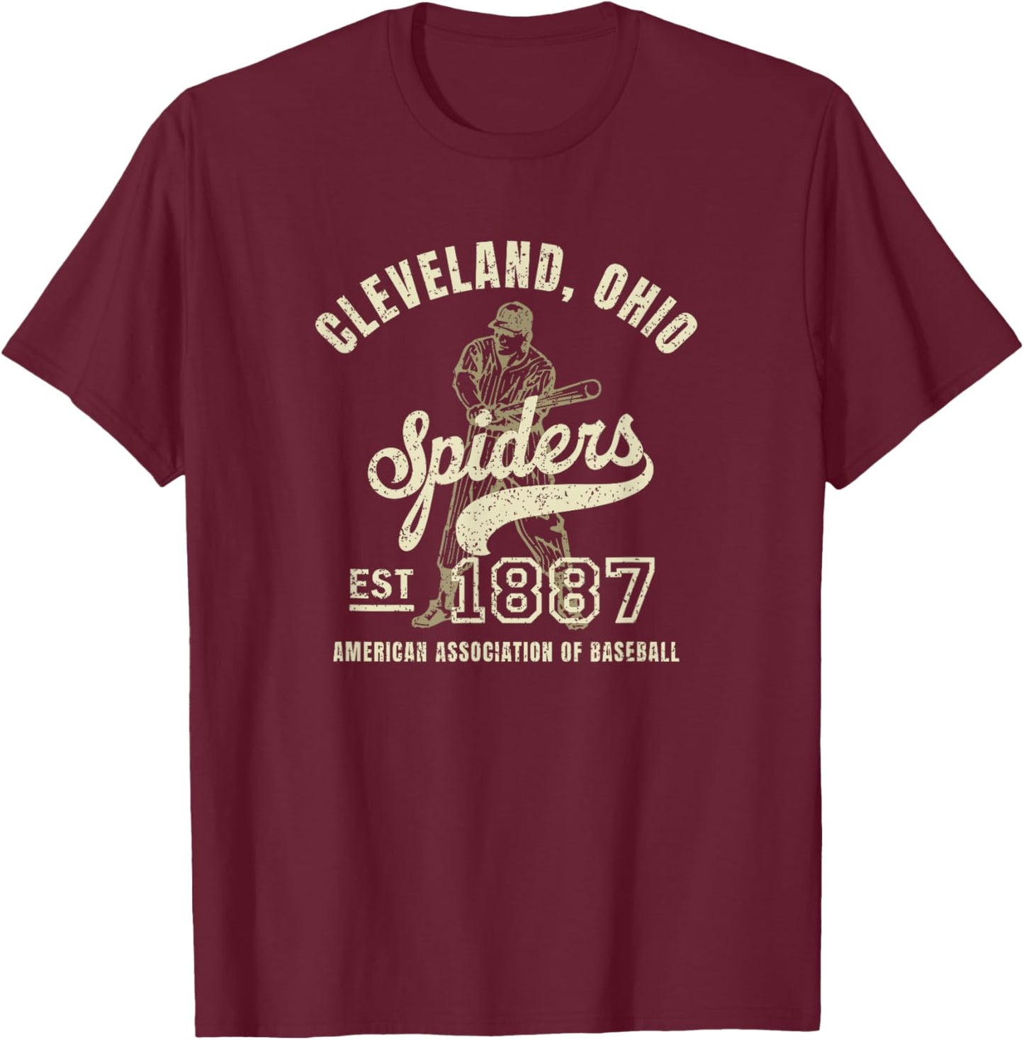 Vintage Cleveland Ohio Spiders Baseball T-Shirt - T-Shirt | Maroon