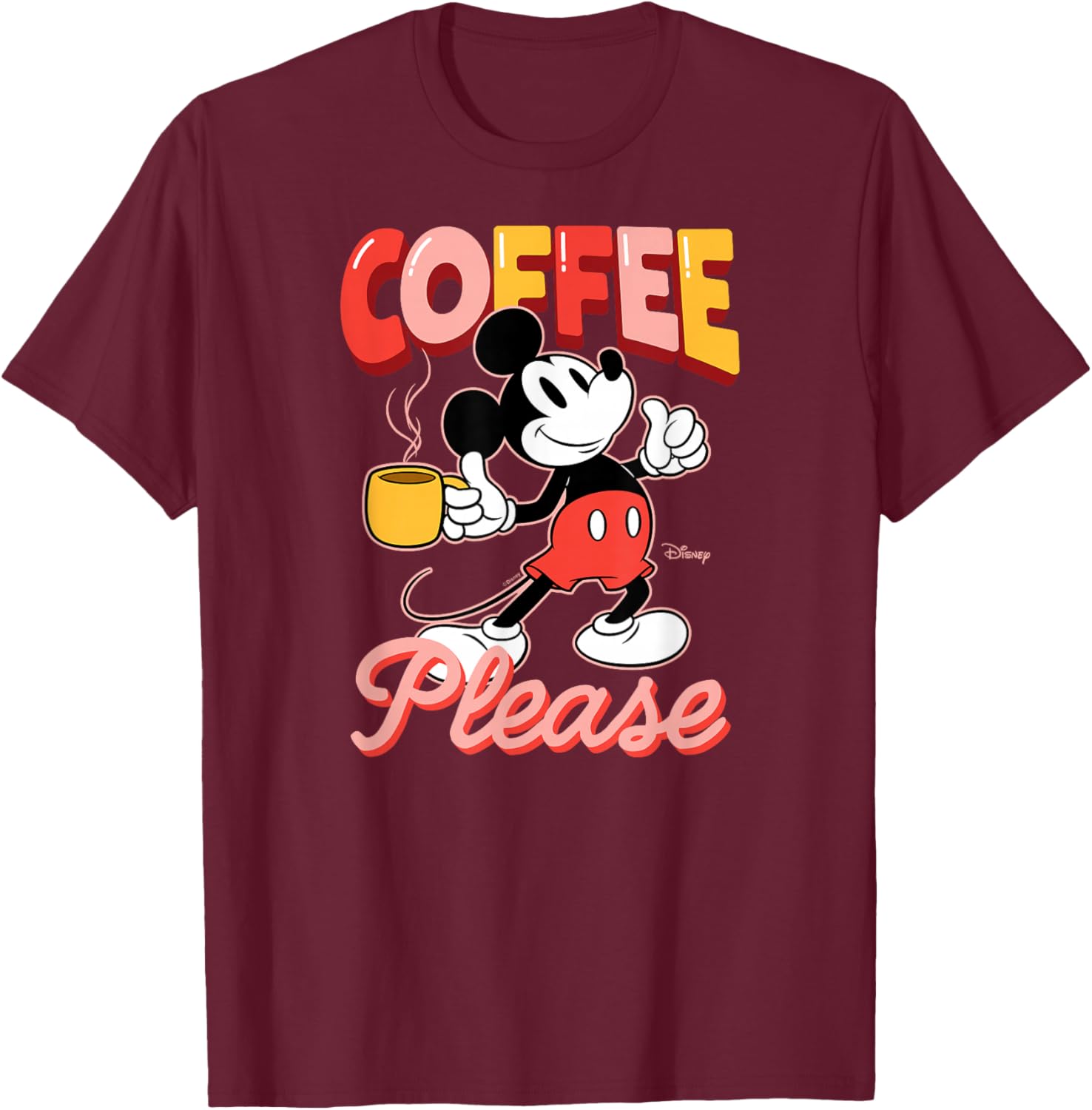 Disney - Mickey Coffee Please T-Shirt - T-Shirt | Maroon