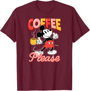 Disney - Mickey Coffee Please T-Shirt - T-Shirt | Maroon