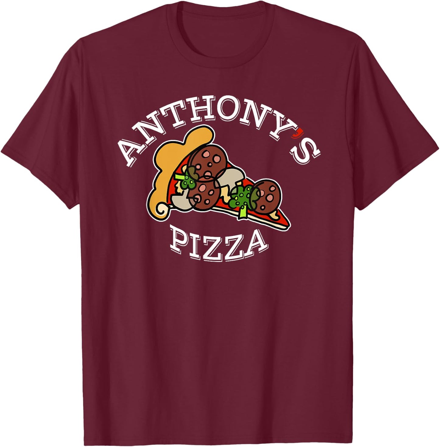 Anthony's PIzza - Classic Italian Pizzeria T-Shirt - T-Shirt | Maroon