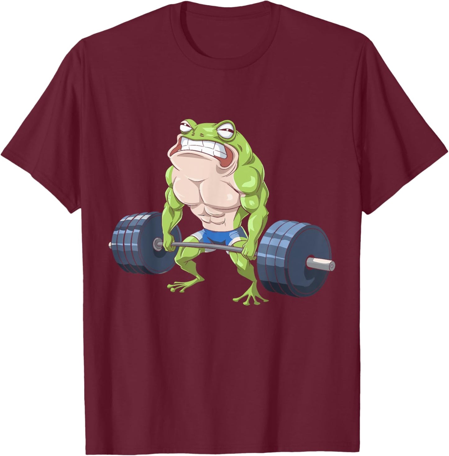 Funny Frog Weightlifting Deadlift Fitness Gym Barbell Humor T-Shirt - T-Shirt | Maroon