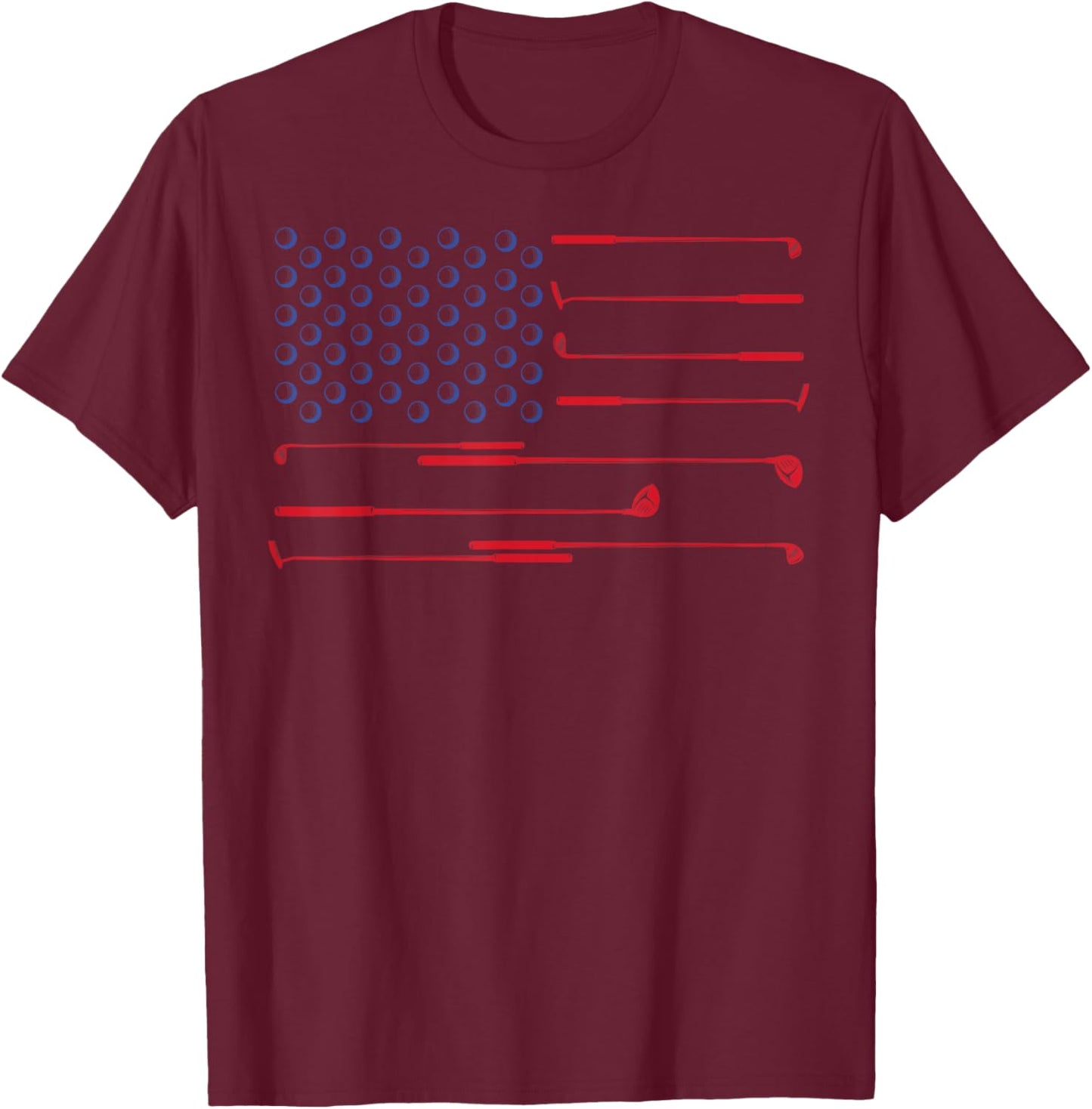 American Flag Golf Club Patriotic 4th of July Memorial Day T-Shirt - T-Shirt | Maroon