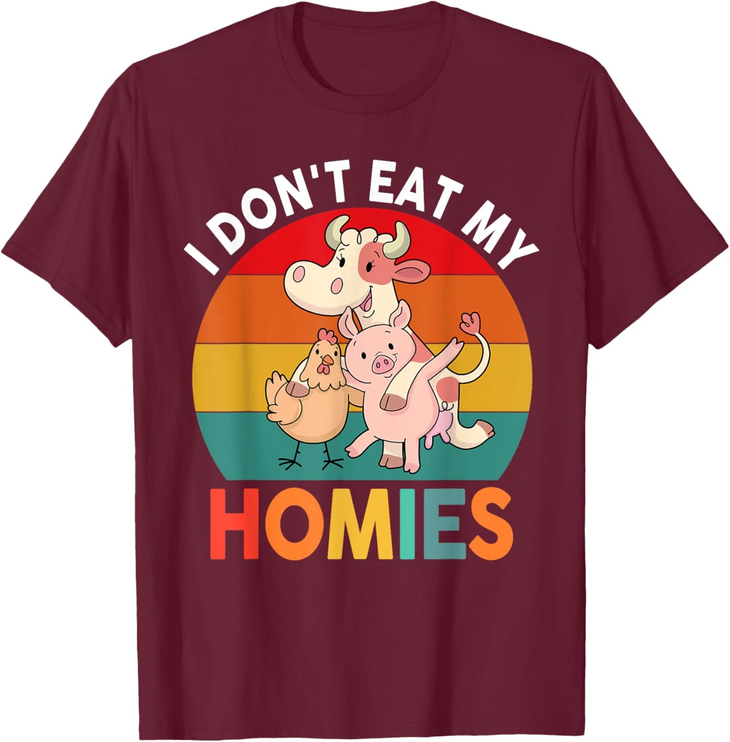 Vegan Shirt Kids Toddler Boys Girls I Don't Eat My Homies T-Shirt - T-Shirt | Maroon