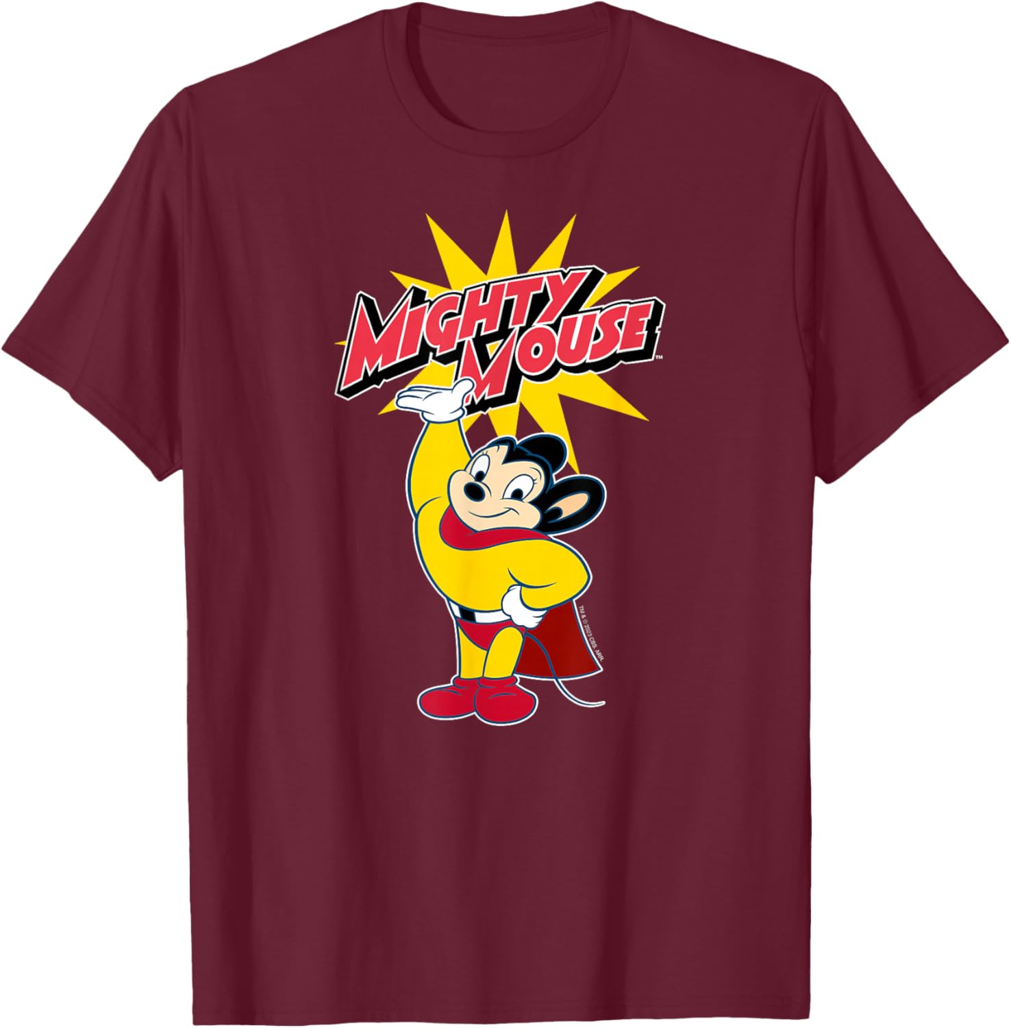 Mighty Mouse - Mighty Mouse Burst T-Shirt - T-Shirt | Maroon