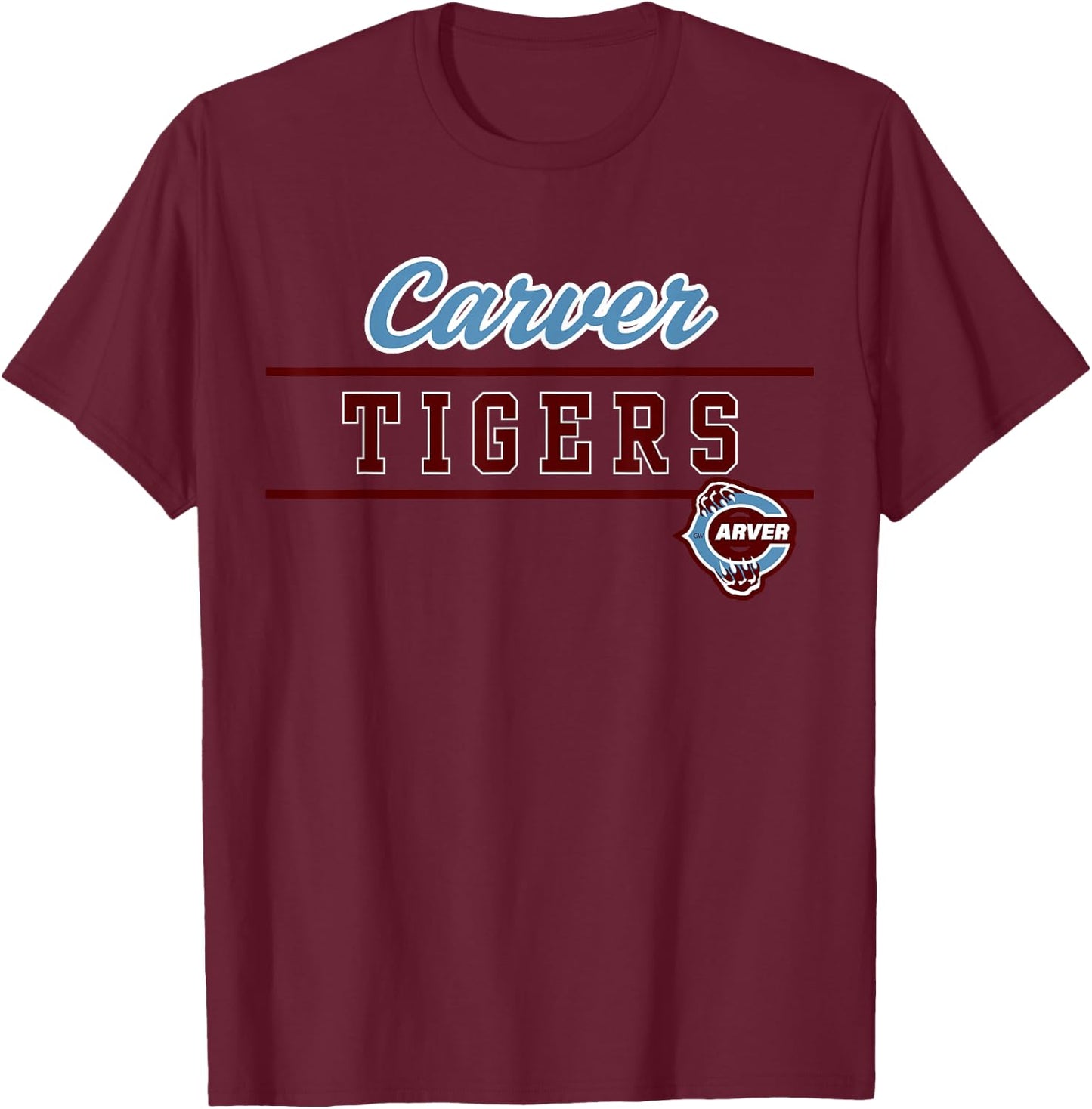 Carver High School Tigers Lined Up T-Shirt - T-Shirt | Maroon