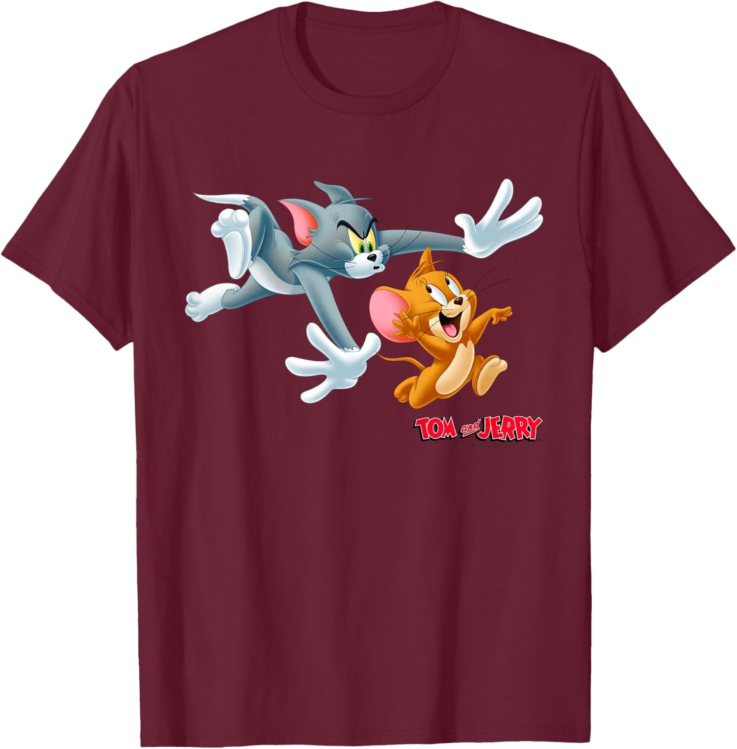Kids Tom and Jerry Classic Style Chase Portrait T-Shirt - T-Shirt | Maroon