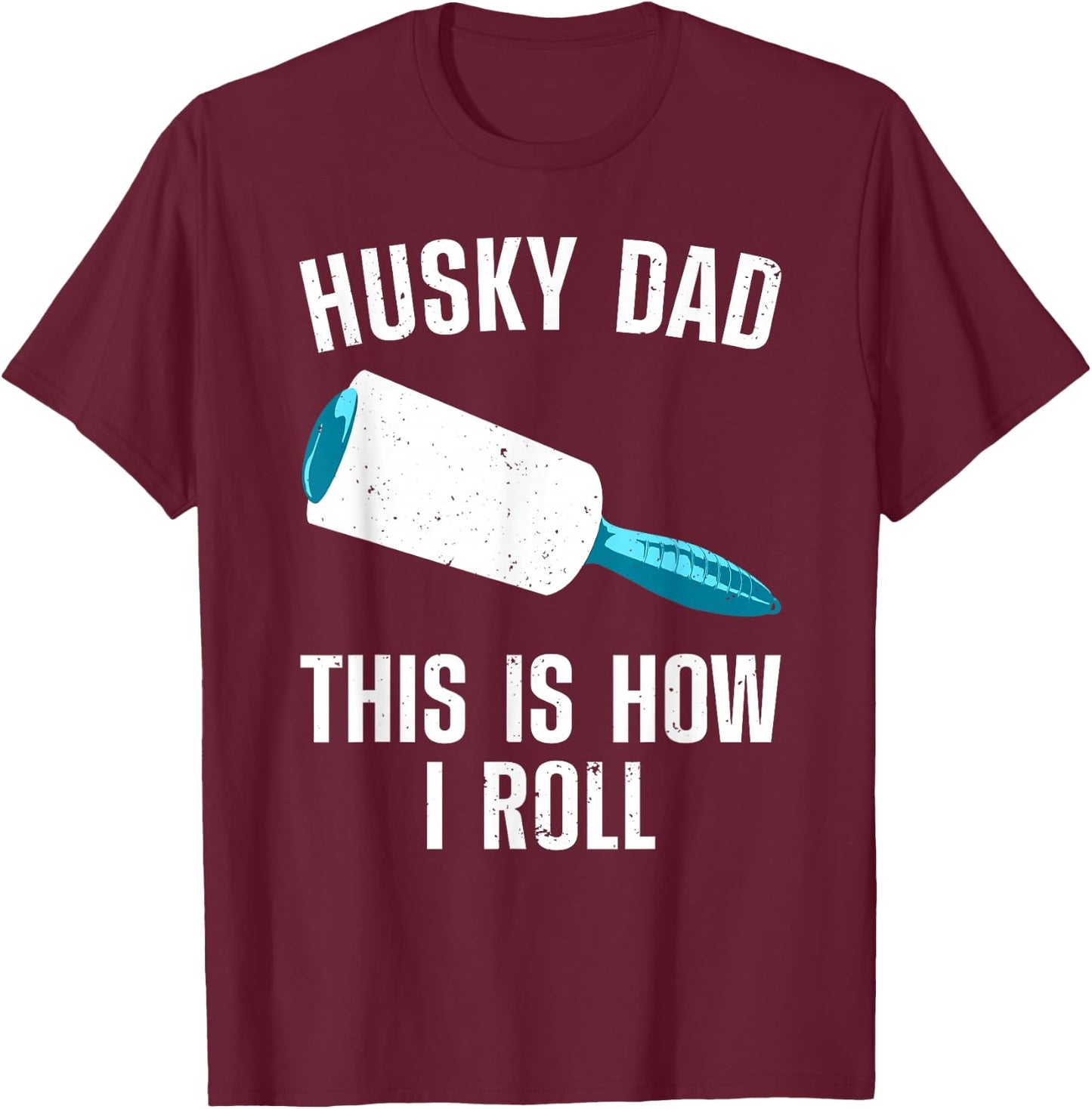 Husky Dad Art For Father Men Husky Lover Siberian Husky Dog T-Shirt - T-Shirt | Maroon
