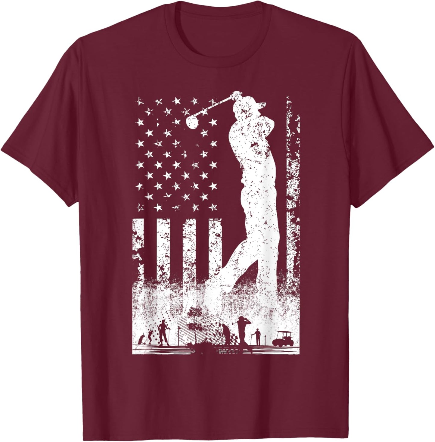 American Flag Golf Club USA 4th Of July Women Kids T-Shirt - T-Shirt | Maroon