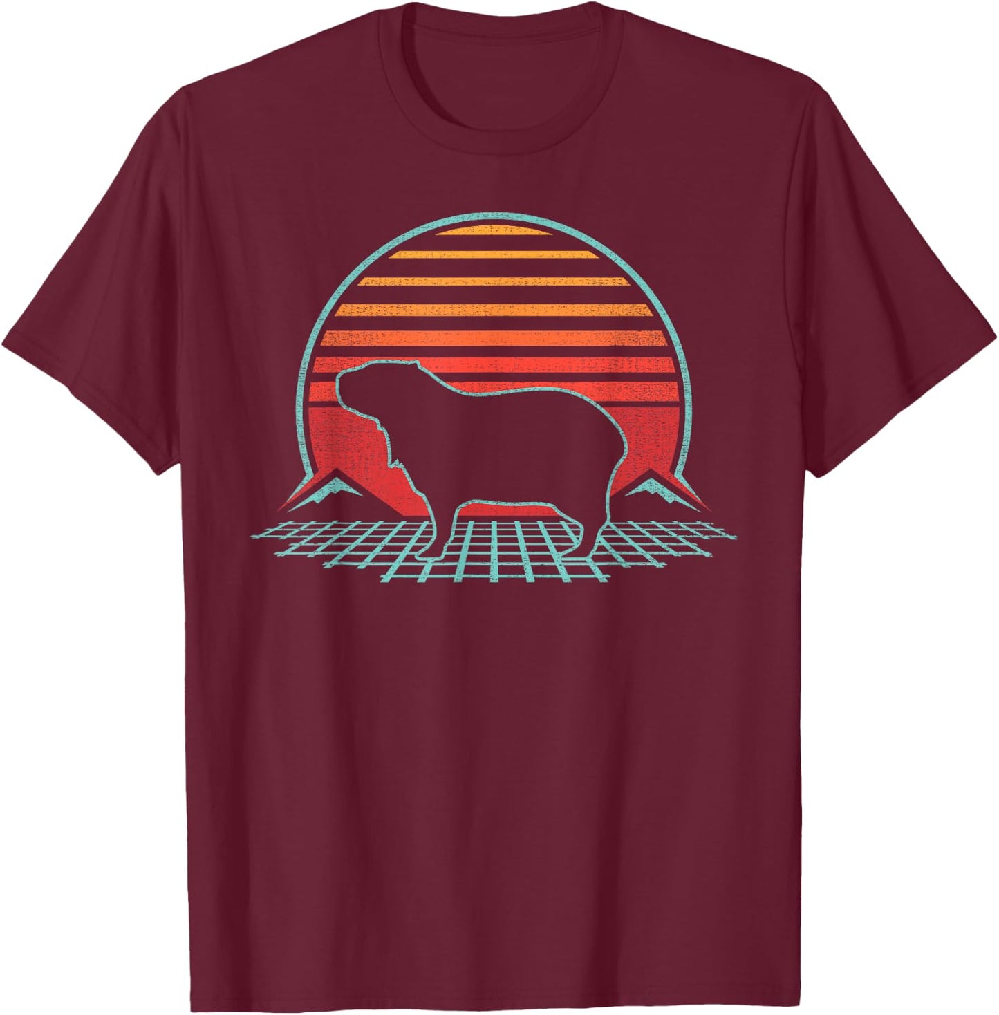 Capybara Lover Animal Retro Vintage 80s Style T-Shirt - T-Shirt | Maroon
