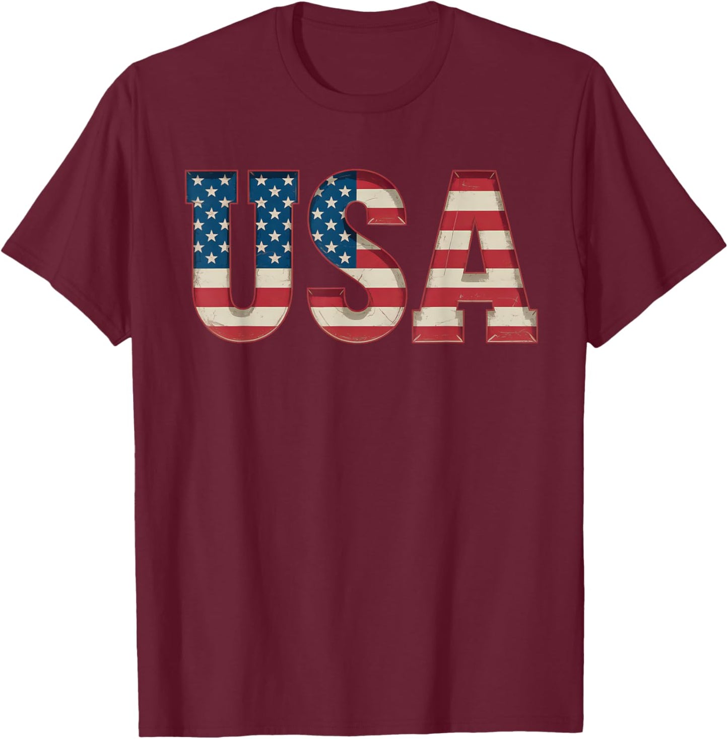 USA US Flag Patriotic 4th of July America Men Women Kids T-Shirt - T-Shirt | Maroon
