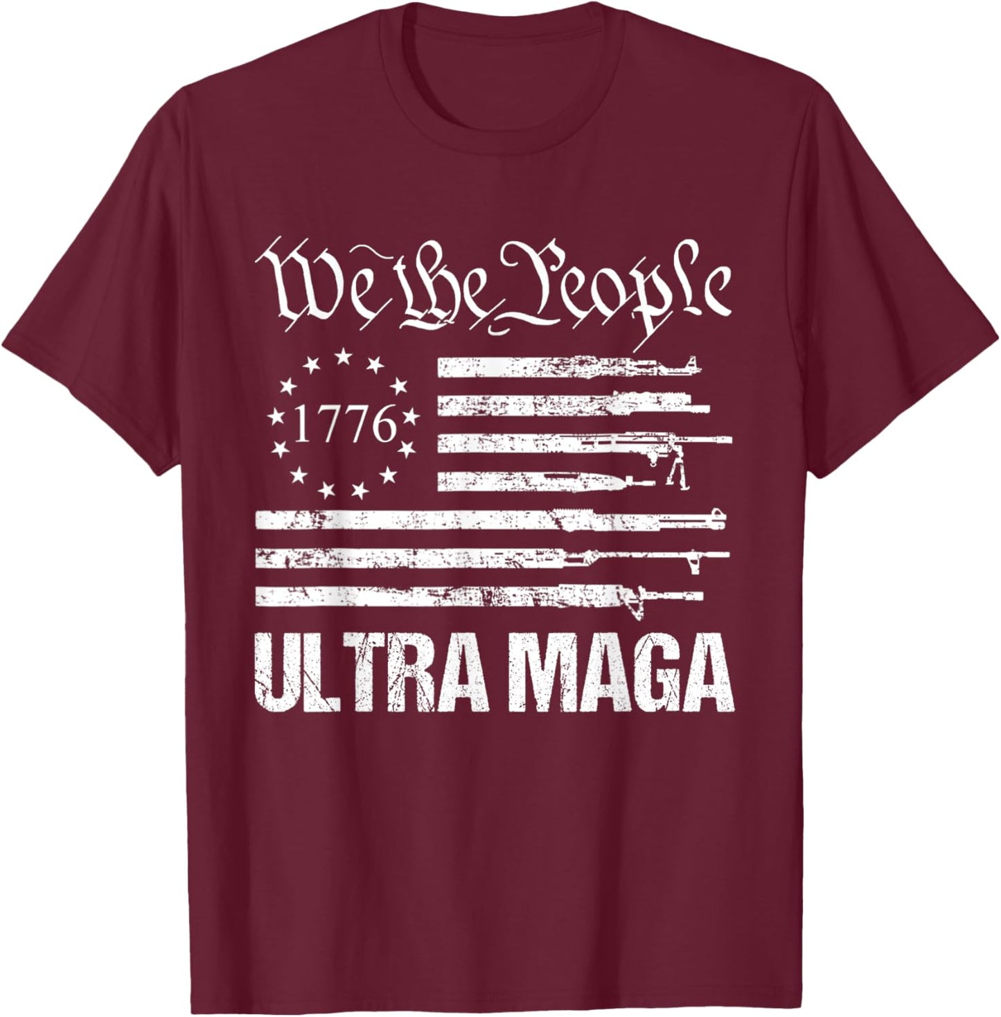 Ultra Maga Shirt Proud Ultra Maga American Flag Men T-Shirt - T-Shirt | Maroon