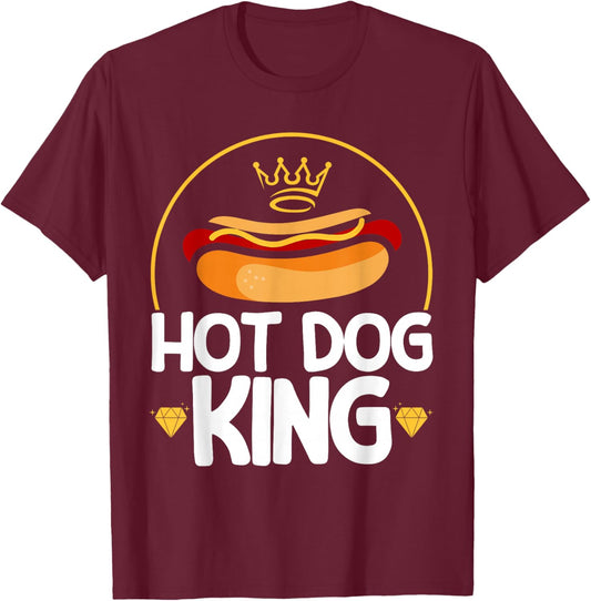 Hot Dog Food Saying Hot Dog King T-Shirt - T-Shirt | Maroon