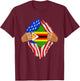 Zimbabwean Blood Inside Me | Zimbabwe Flag Gift T-Shirt - T-Shirt | Maroon