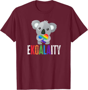 EKOALAITY Koala Rainbow Heart Pride Month T-Shirt - T-Shirt | Maroon