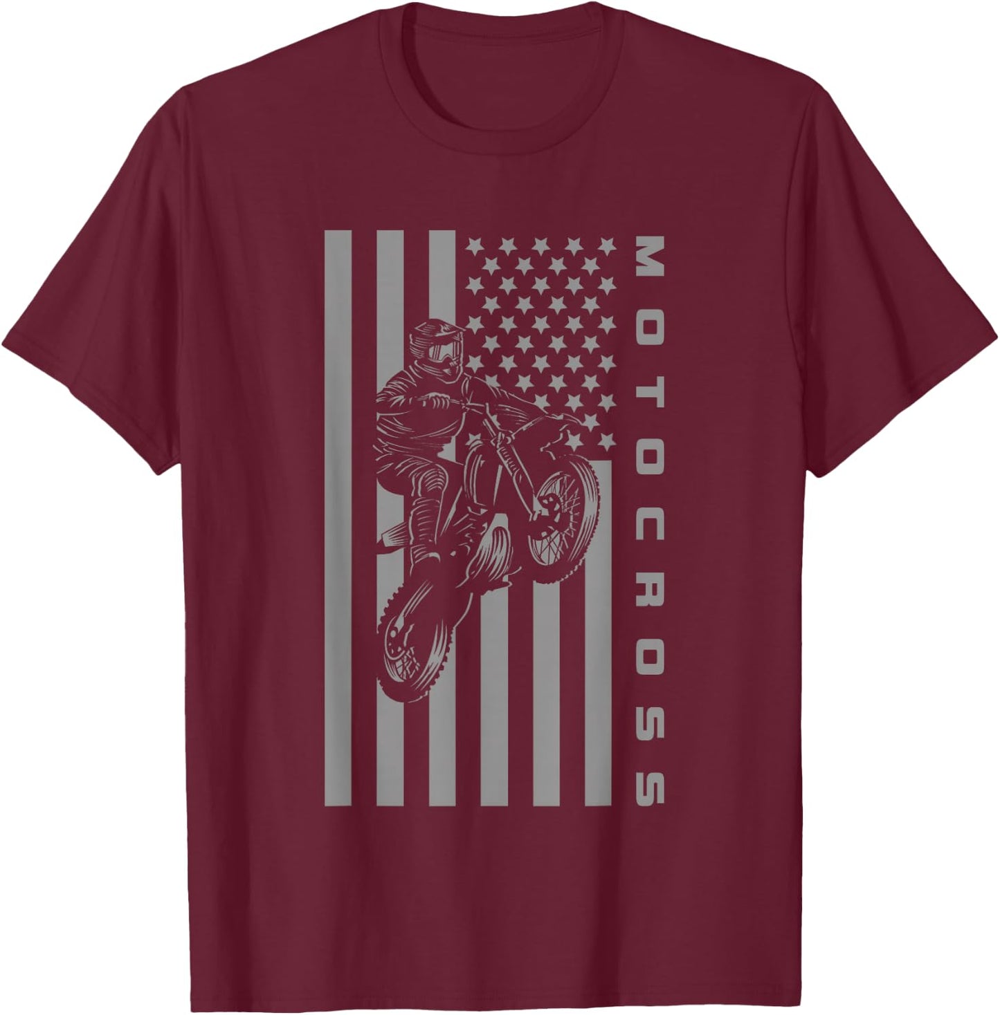 American Flag Dirt Bike Motocross Apparel - Motocross T-Shirt - T-Shirt | Maroon