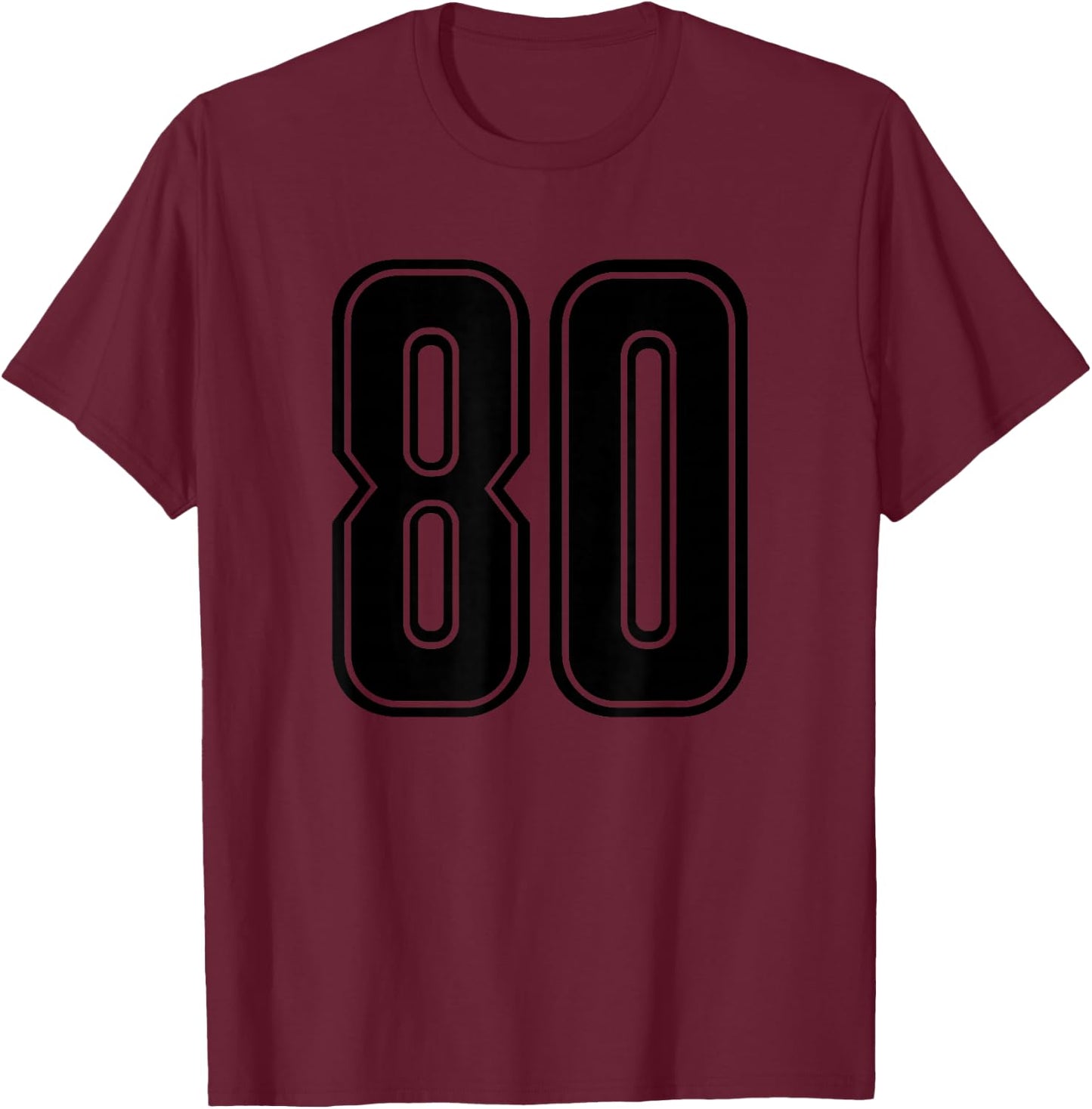 Number #80 Black Sport Number 80 T-Shirt - T-Shirt | Maroon