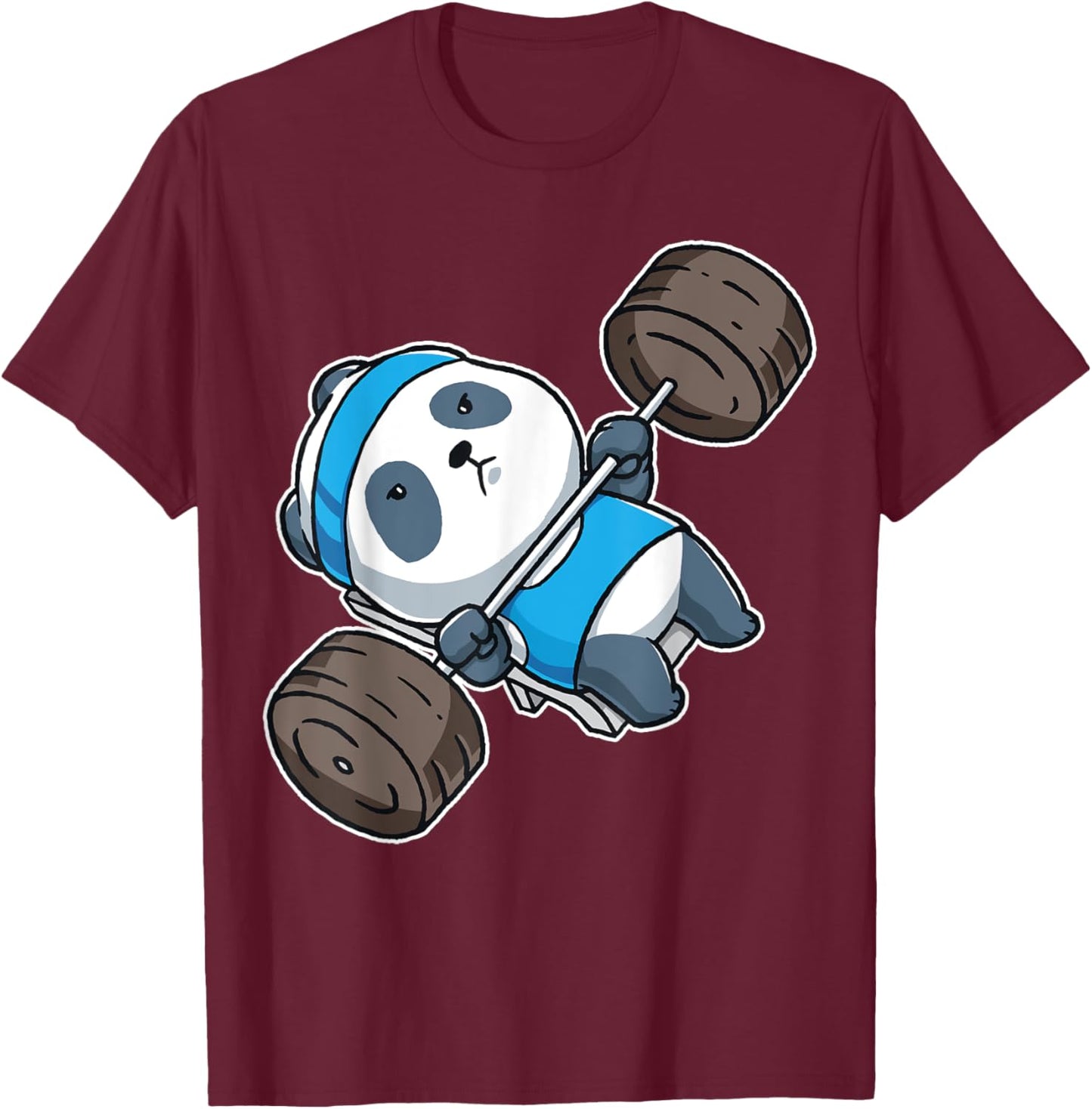 Panda Bear Gym Workout Training Bench Press Weight Lifting T-Shirt - T-Shirt | Maroon