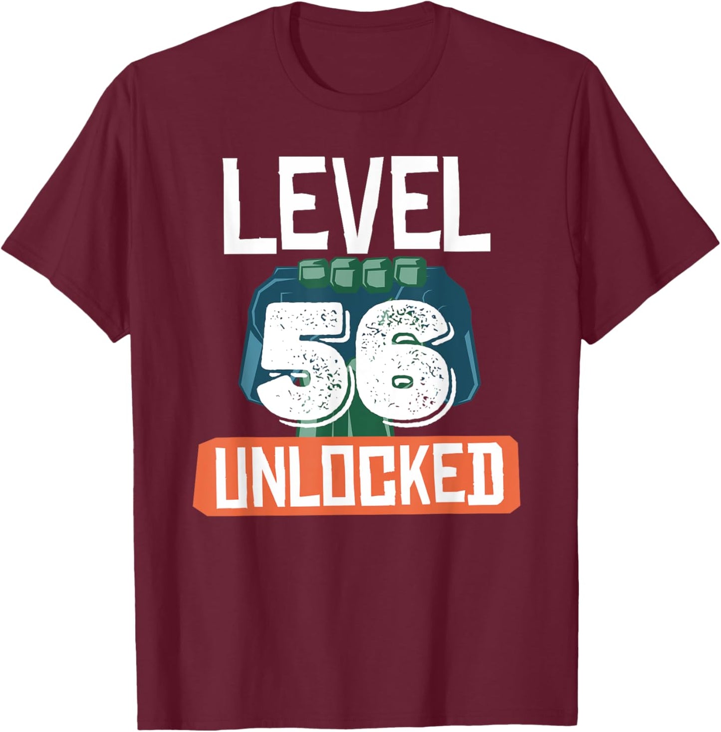 Level 56 Unlocked Funny Video Gamer 56th Birthday T-Shirt - T-Shirt | Maroon