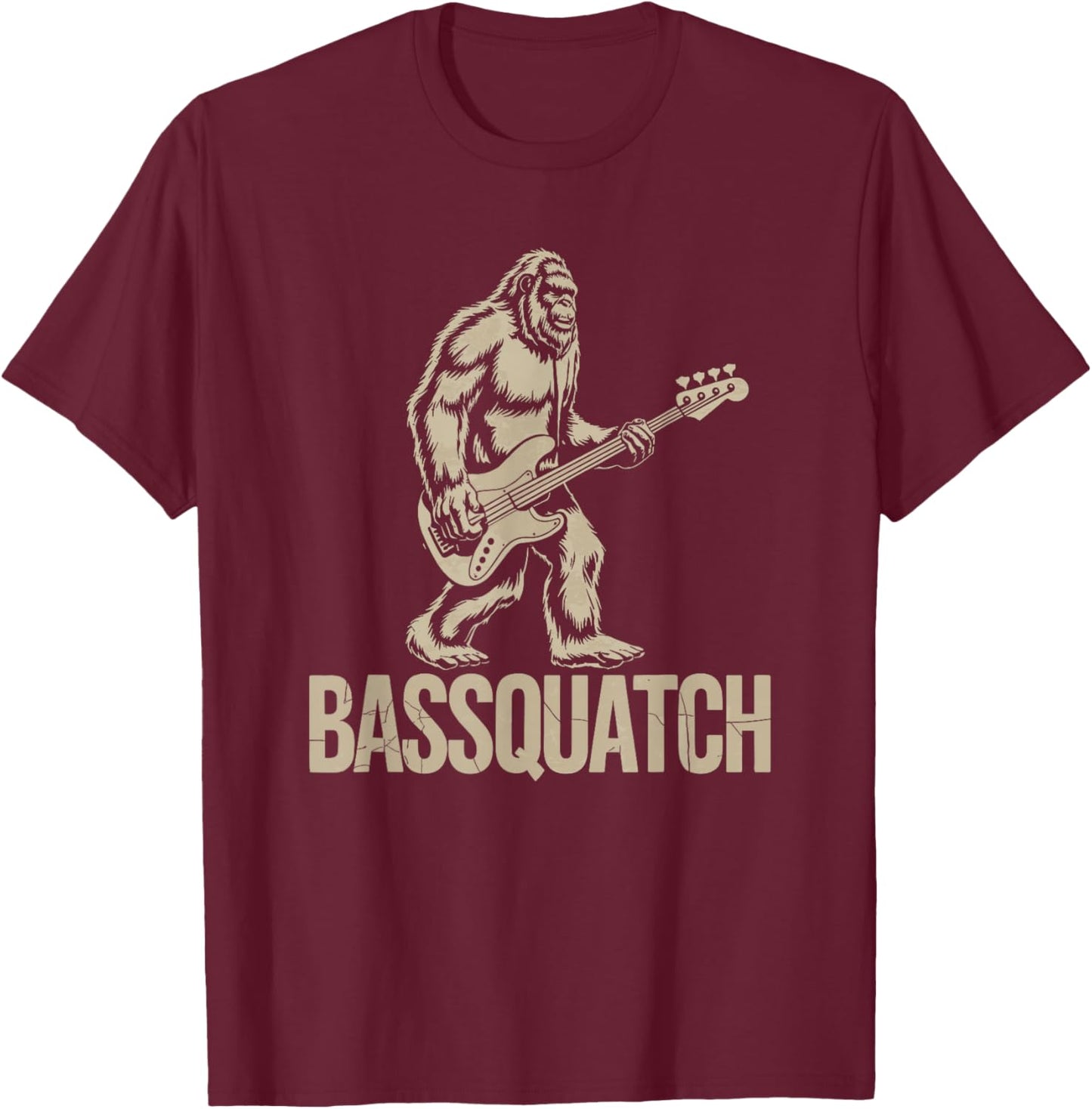 Bassquatch, Bigfoot Bass Guitar Sasquatch T-Shirt - T-Shirt | Maroon
