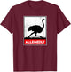 Allegedly Ostrich Co. Allegedly Ostrich Funny Flightless Bird -Adults Black T-Shirt - T-Shirt | Maroon