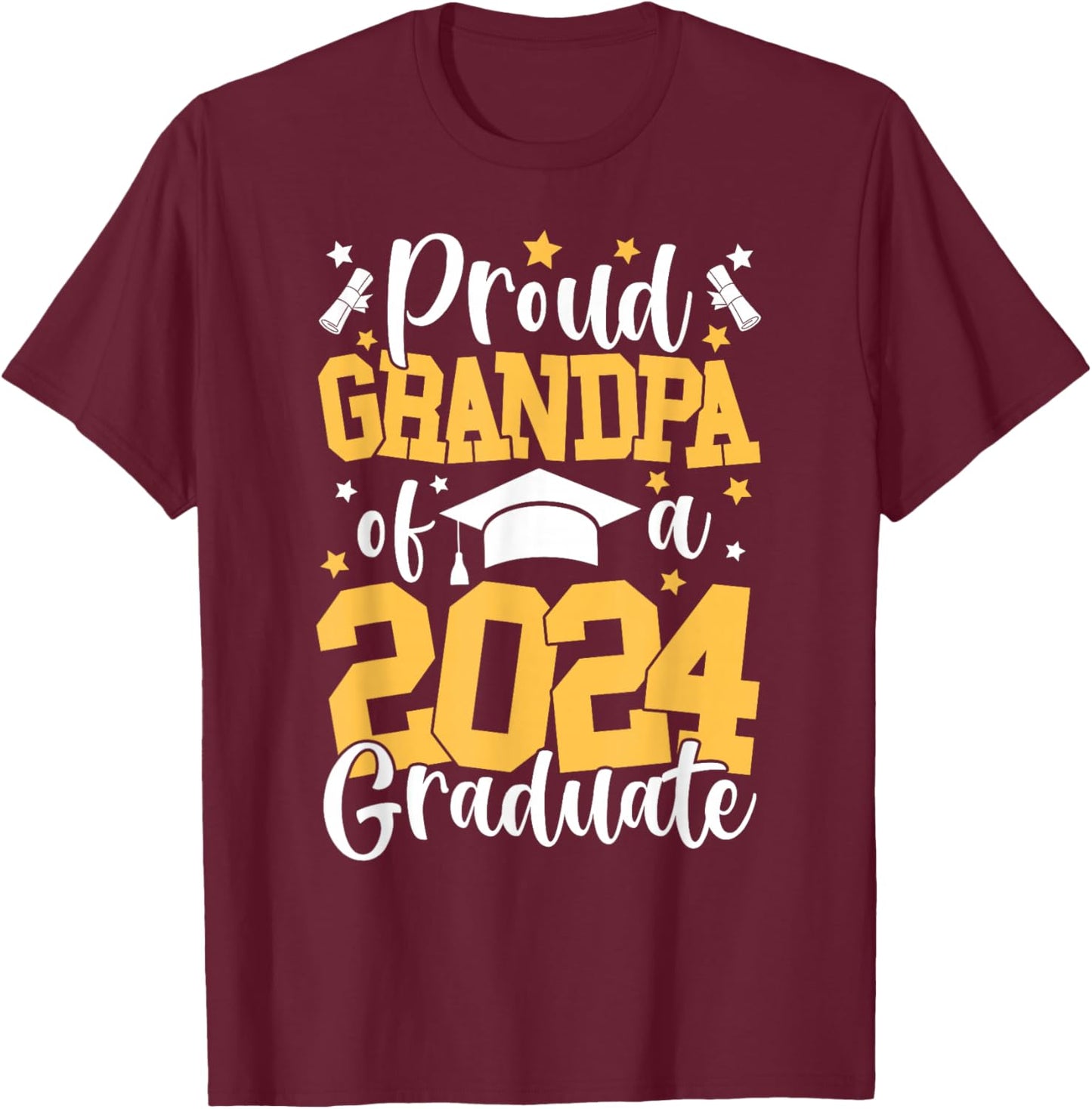 Proud Grandpa Of A Class Of 2024 Graduate Matching Family T-Shirt - T-Shirt | Maroon