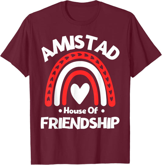 Amistad House of Friendship Vintage Rainbow Spirit T-Shirt - T-Shirt | Maroon