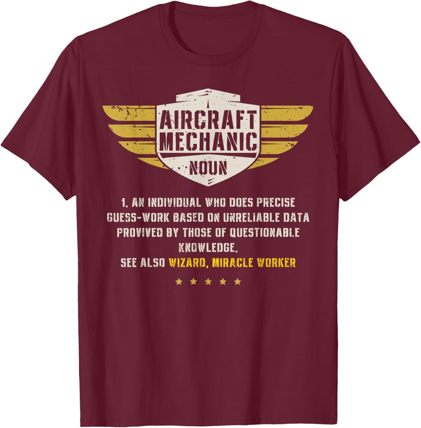 Aircraft Mechanic Definition Funny Noun Meaning Gifts Men T-Shirt - T-Shirt | Maroon