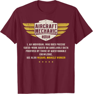 Aircraft Mechanic Definition Funny Noun Meaning Gifts Men T-Shirt - T-Shirt | Maroon