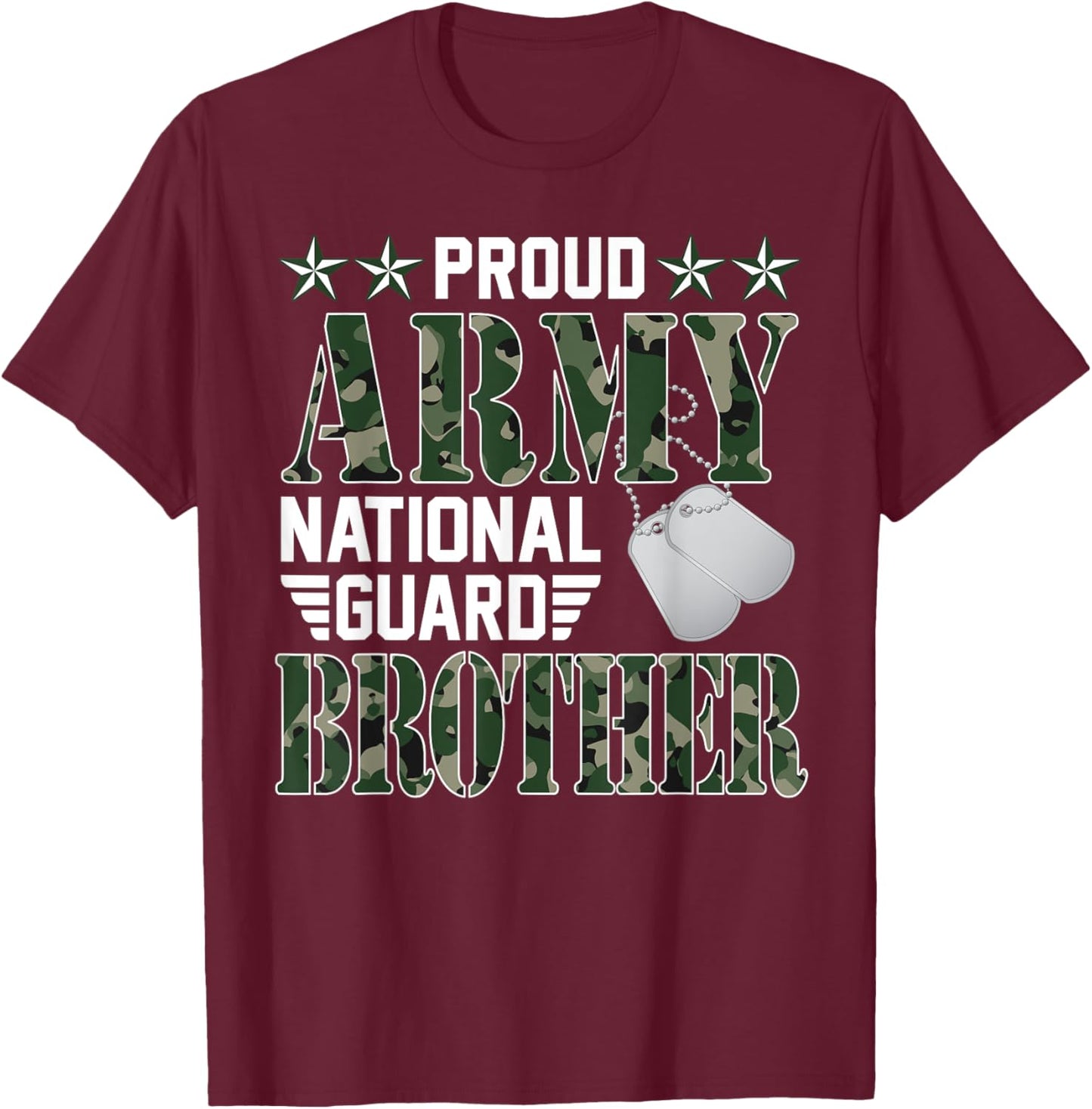 Proud Army National Guard Brother Military Family Veteran T-Shirt - T-Shirt | Maroon