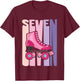 7 Year Old Cute Roller Skating Birthday Girl 7th B-Day T-Shirt - T-Shirt | Maroon
