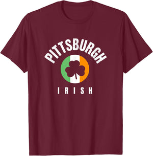 Pittsburgh St Patricks Green Saint Pattys Pittsburgh Irish T-Shirt - T-Shirt | Maroon