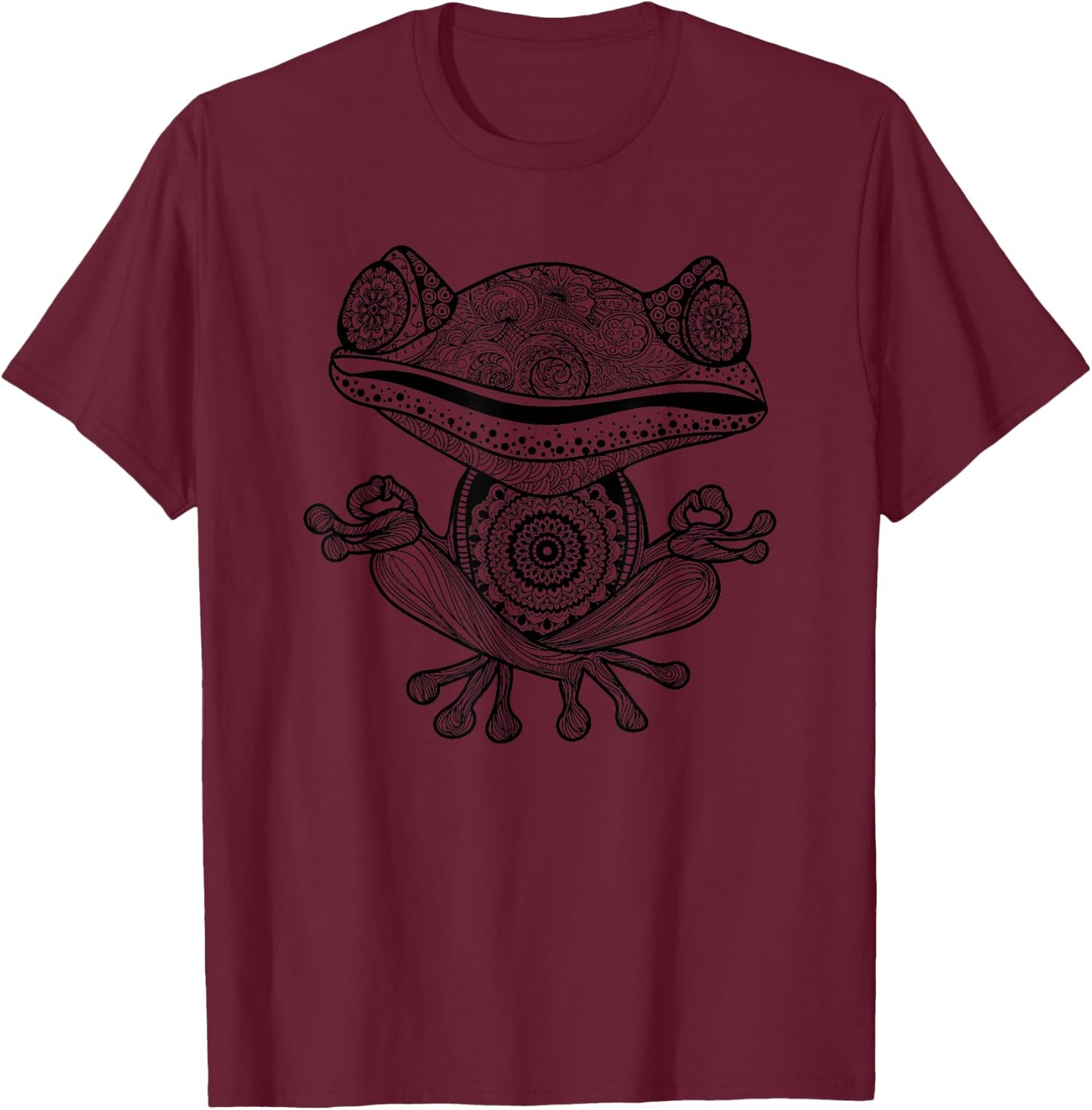 Yoga Shirt Yoga Frog Mandala Meditation Class Teacher Gift T-Shirt - T-Shirt | Maroon