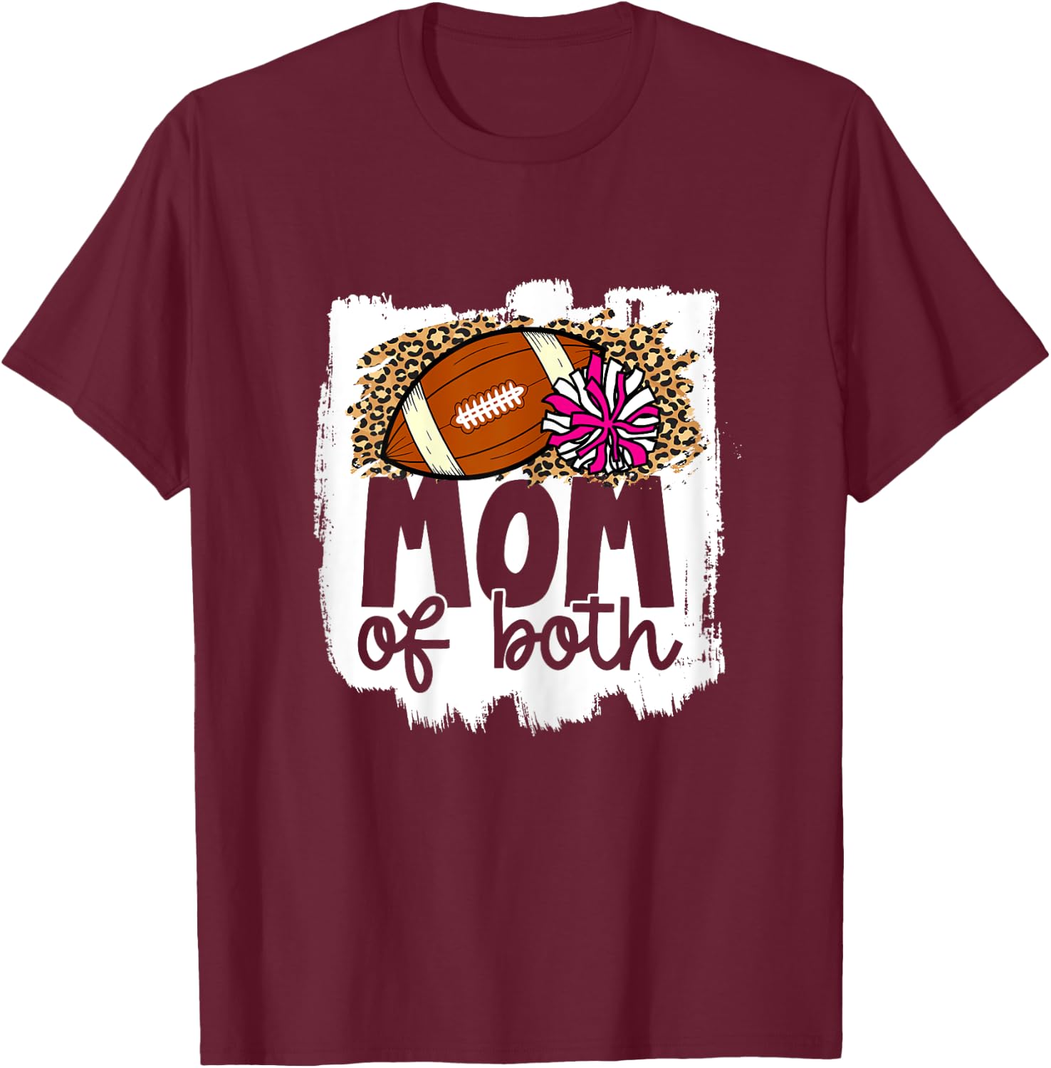 Cheer Football Mom of Both Football and Cheer Mother T-Shirt - T-Shirt | Maroon