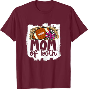 Cheer Football Mom of Both Football and Cheer Mother T-Shirt - T-Shirt | Maroon