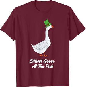St Patricks Day Silliest Goose at The Pub Men Women Funny T-Shirt - T-Shirt | Maroon