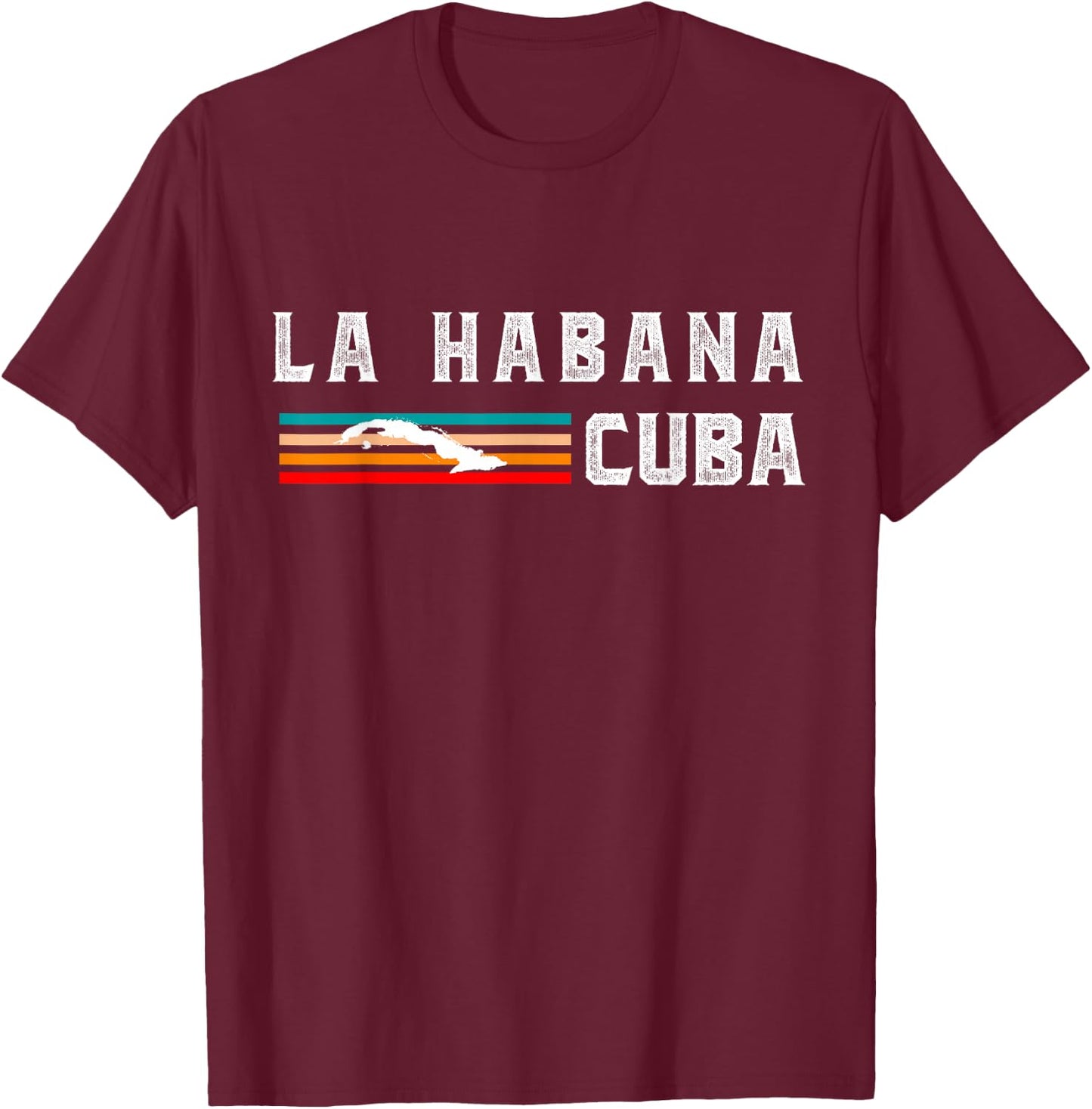 La Habana Cuba Map Souvenir Retro Vintage Cubano Cuba T-Shirt - T-Shirt | Maroon
