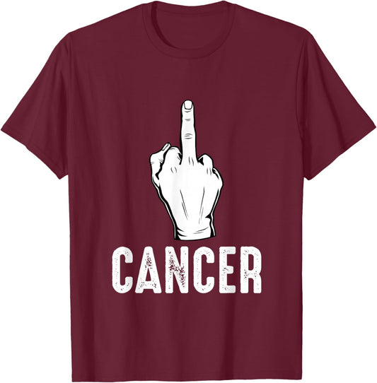 Middle Finger Cancer Fuck Cancer Awareness Month F Word T-Shirt - T-Shirt | Maroon