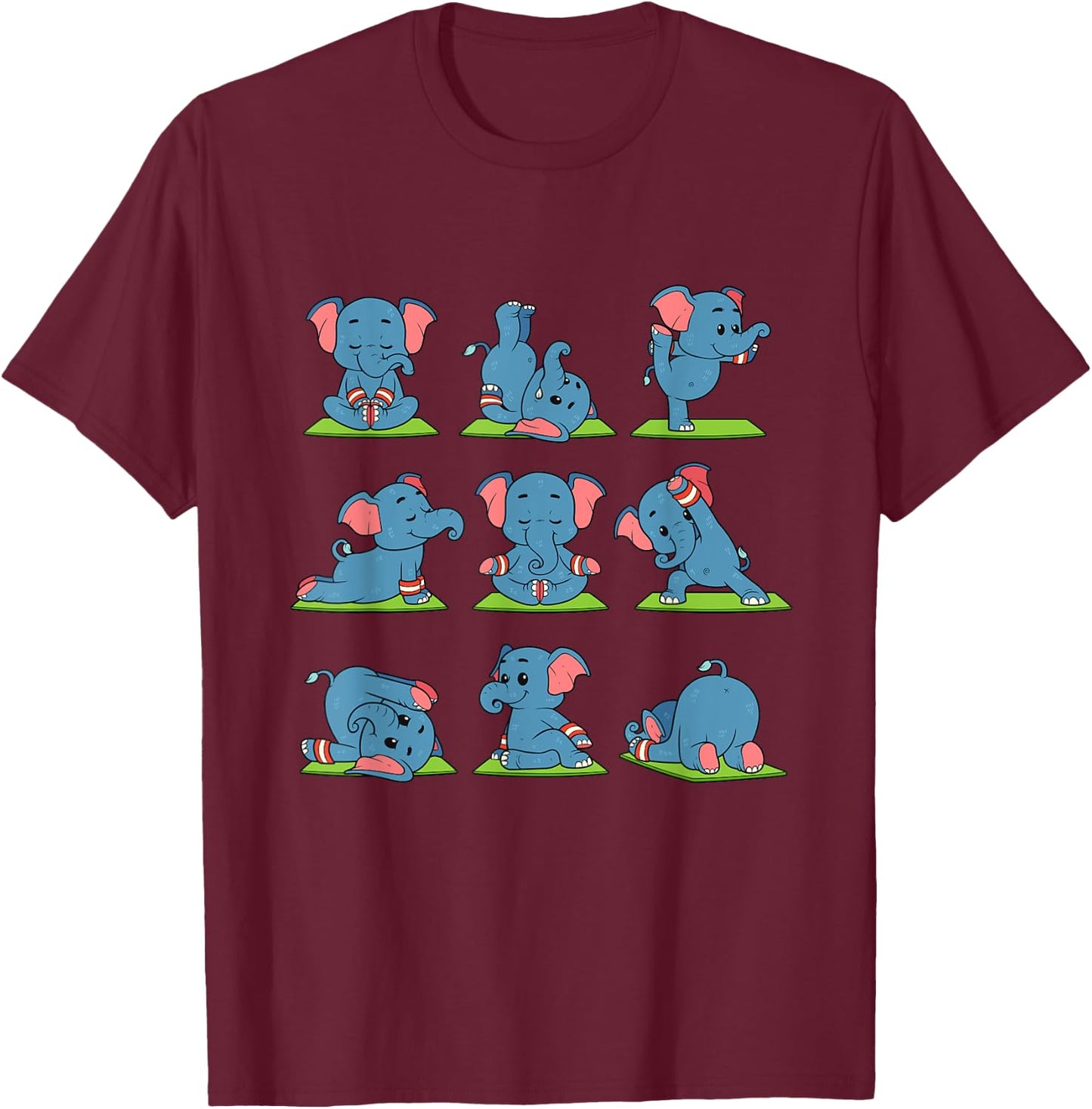 Elephant Yoga Position Workout Gift T-Shirt - T-Shirt | Maroon