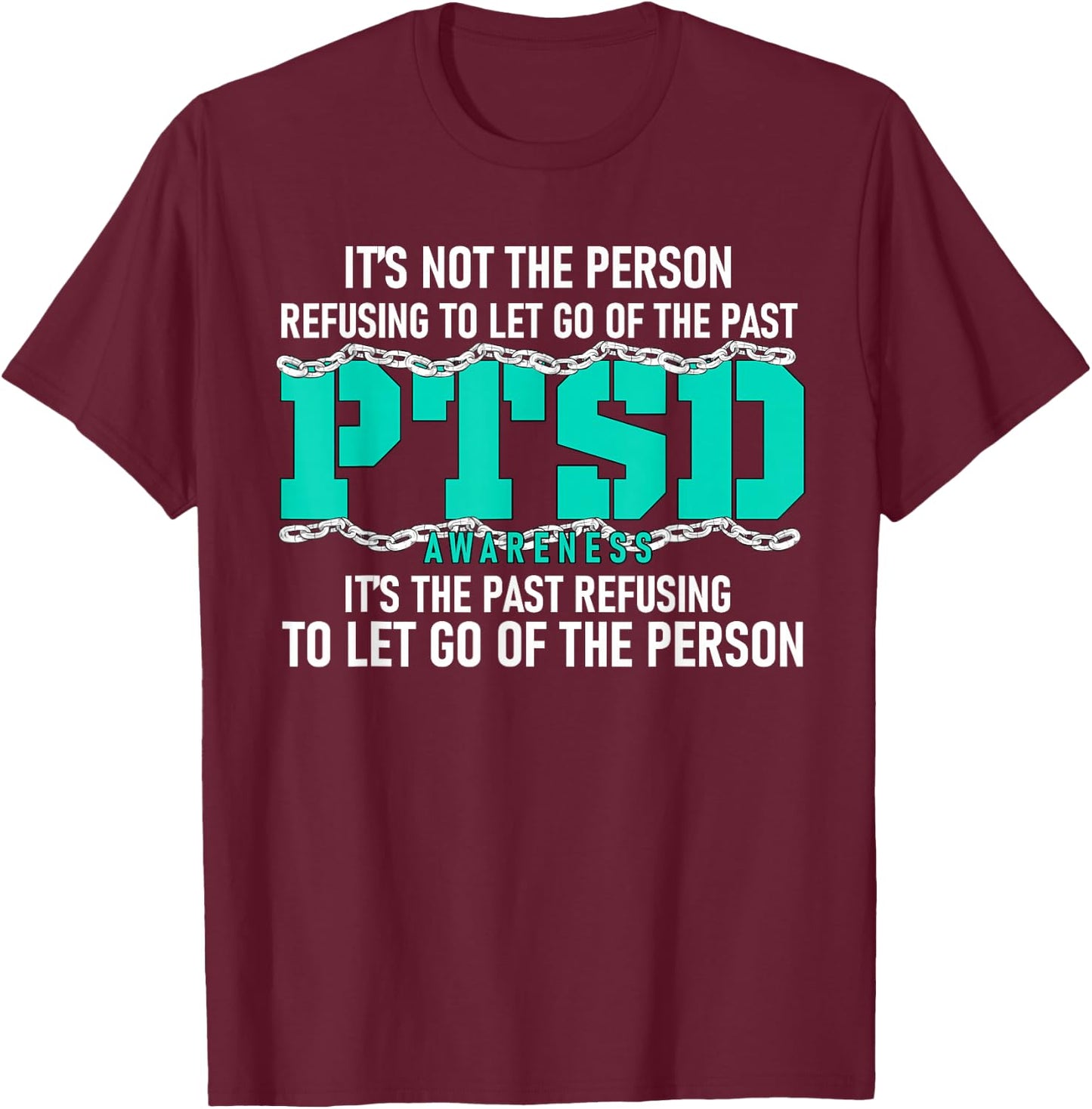 PTSD Awareness PTSD Awareness Teal Ribbon Small T-Shirt - T-Shirt | Maroon