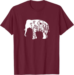 Girls Floral Elephant with Flower Graphic for Teens Mom T-Shirt - T-Shirt | Maroon