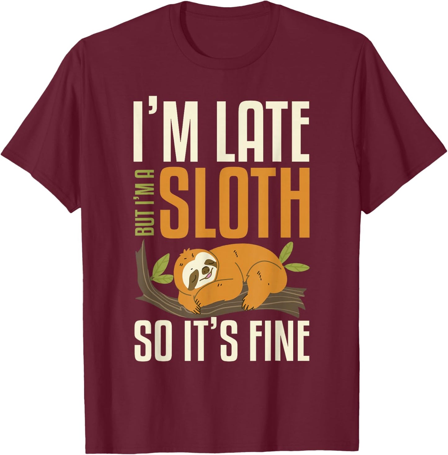 Funny Sloth Sleeping Cute Lazy Sloth Women Kids T-Shirt - T-Shirt | Maroon