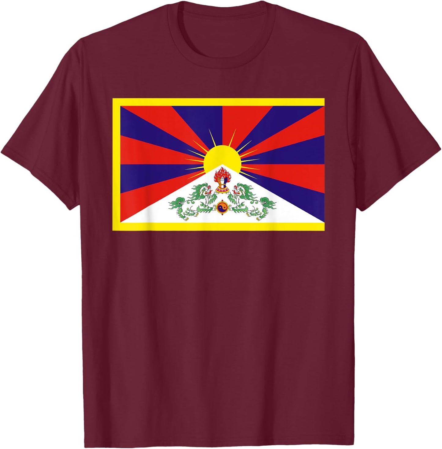Tibet Flag Tibetan Free Tibet Himalaya Buddhism T-Shirt - T-Shirt | Maroon