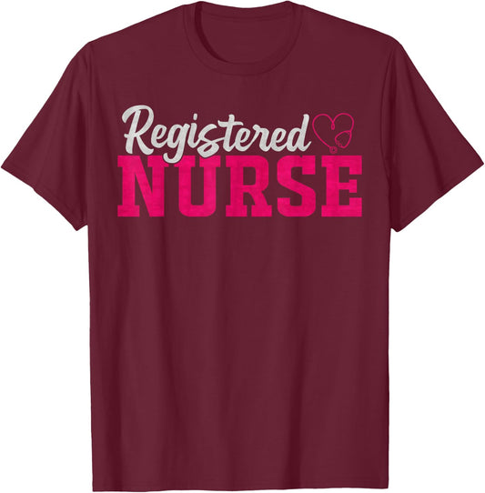 Proud RN Registered Nurse, Nursing, Nurse Lover T-Shirt - T-Shirt | Maroon