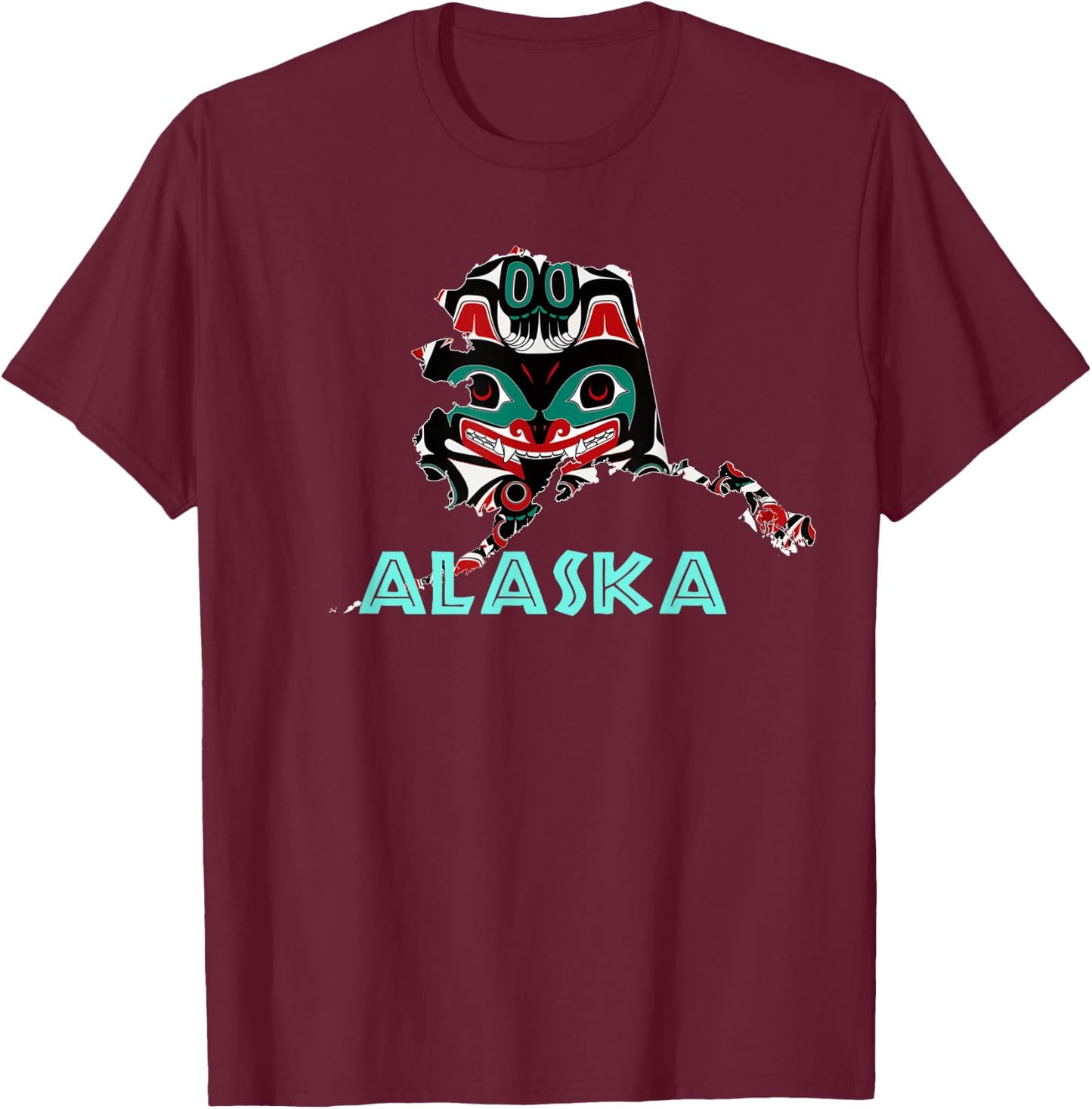 Alaska Native American Art Tlingit Eagle Tribal Bear Clan 2 T-Shirt - T-Shirt | Maroon