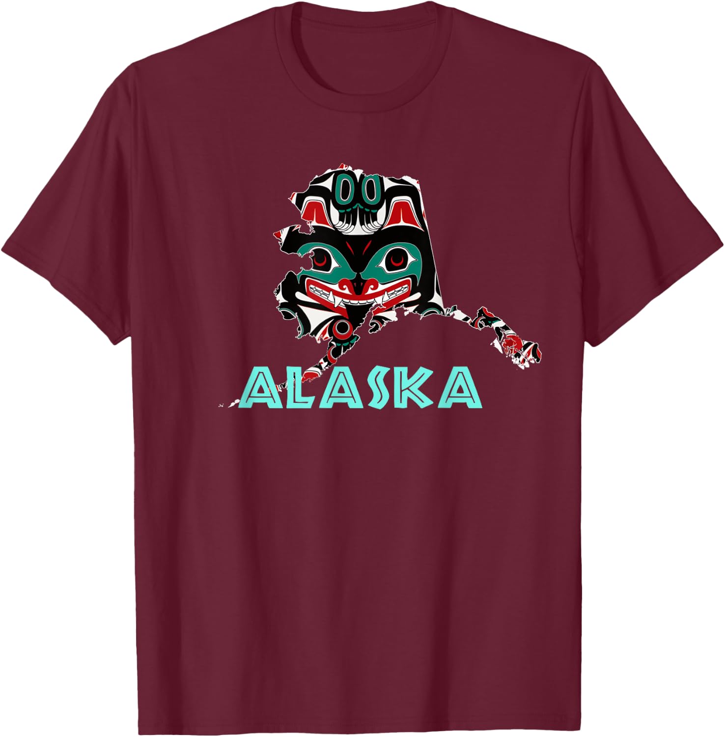 Alaska Native American Art Tlingit Eagle Tribal Bear Clan 2 T-Shirt - T-Shirt | Maroon