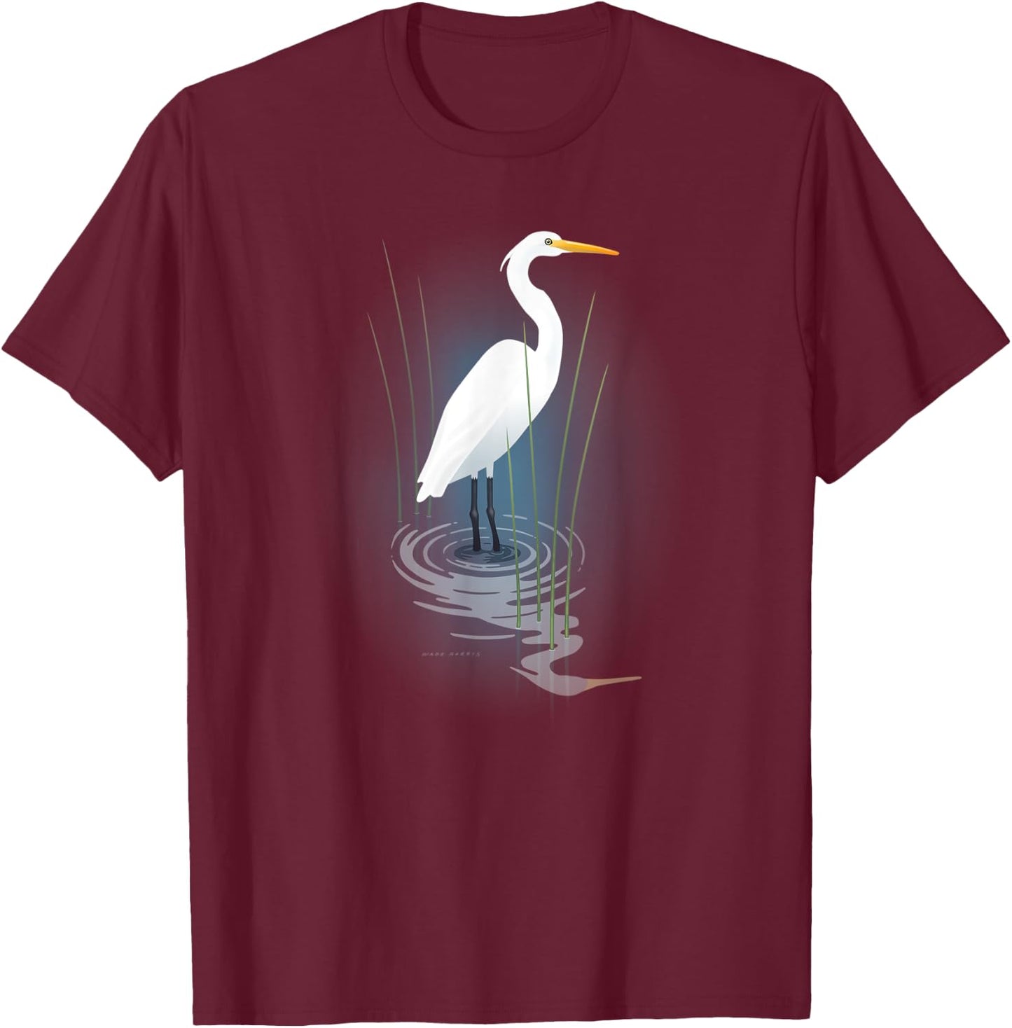 Snowy Egret T-Shirt - T-Shirt | Maroon