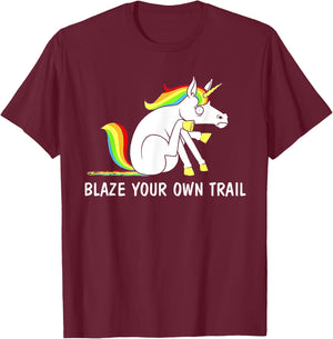 Blaze Your Own Trail Unicorn T-Shirt - T-Shirt | Maroon